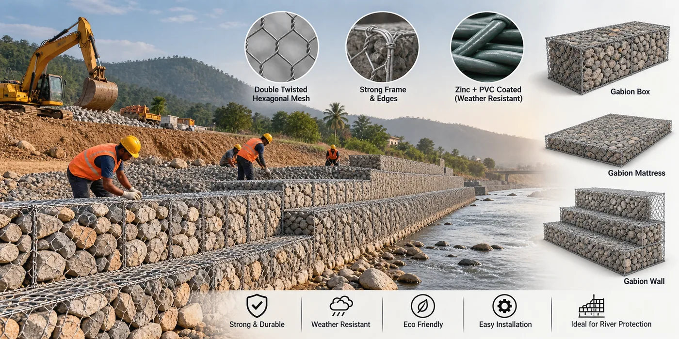 Diagram of gabion boxes